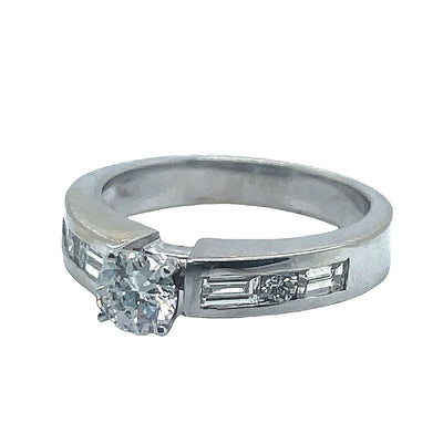 Diamond Engagement Ring .58 Ct -14kt White Gold