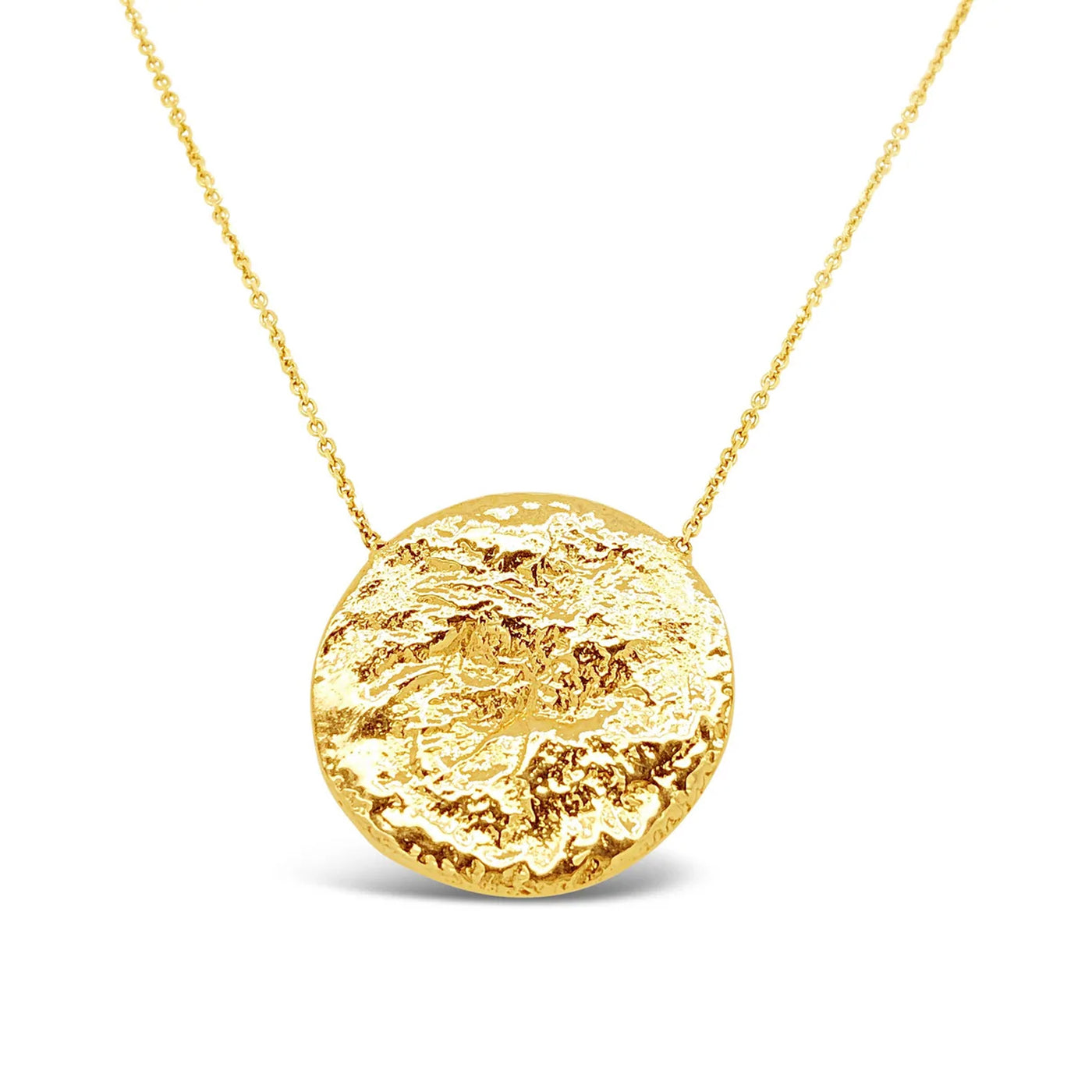 Original Design: Yellow Gold Textured Disc Necklace
