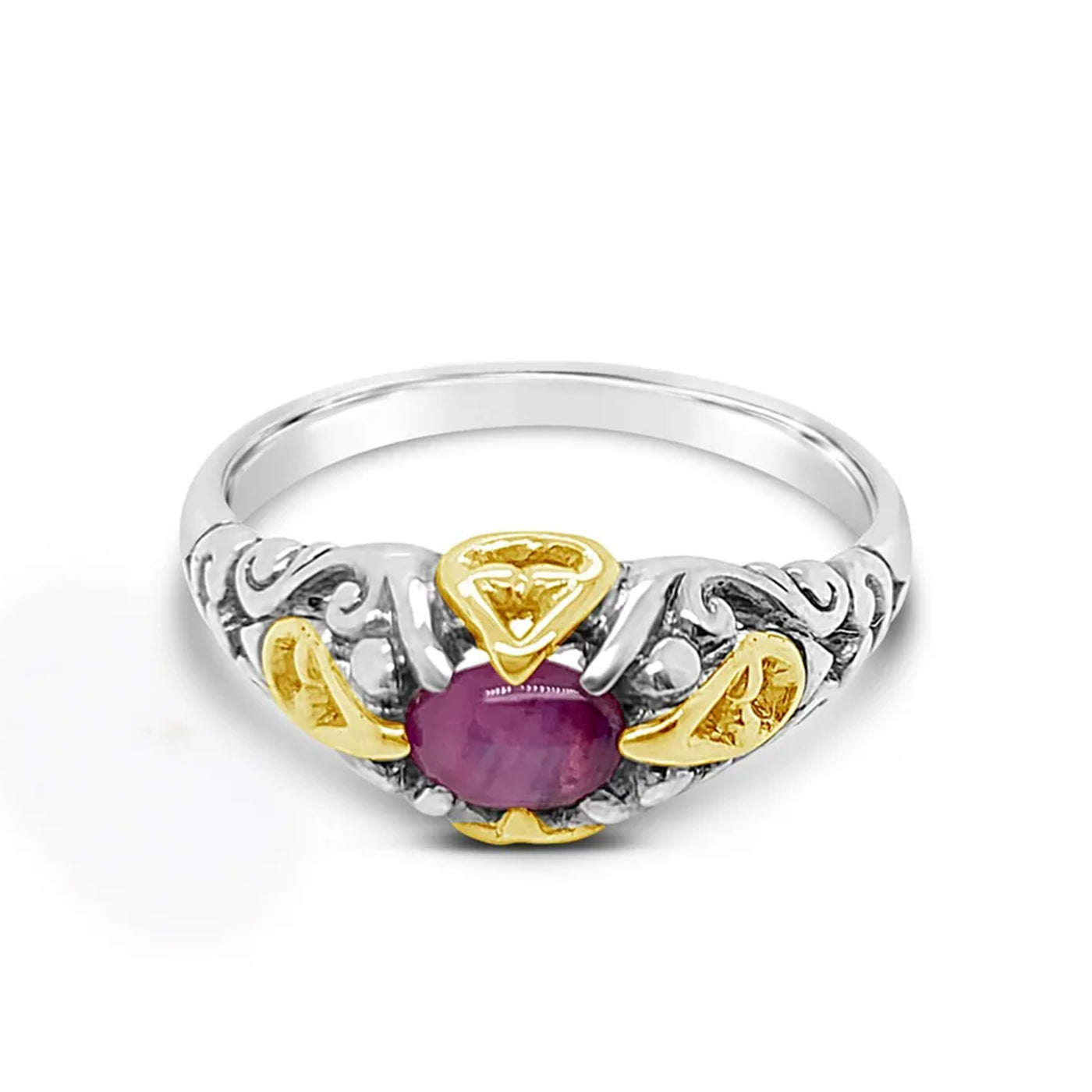 Sterling and 18k Yellow gold Accent Star Ruby Ring