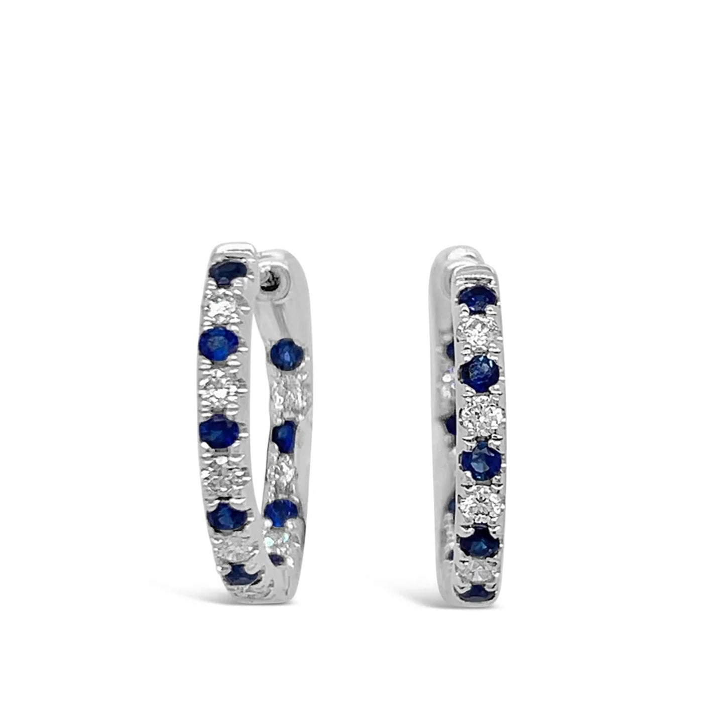 Sapphire and Diamond White Gold Hoops
