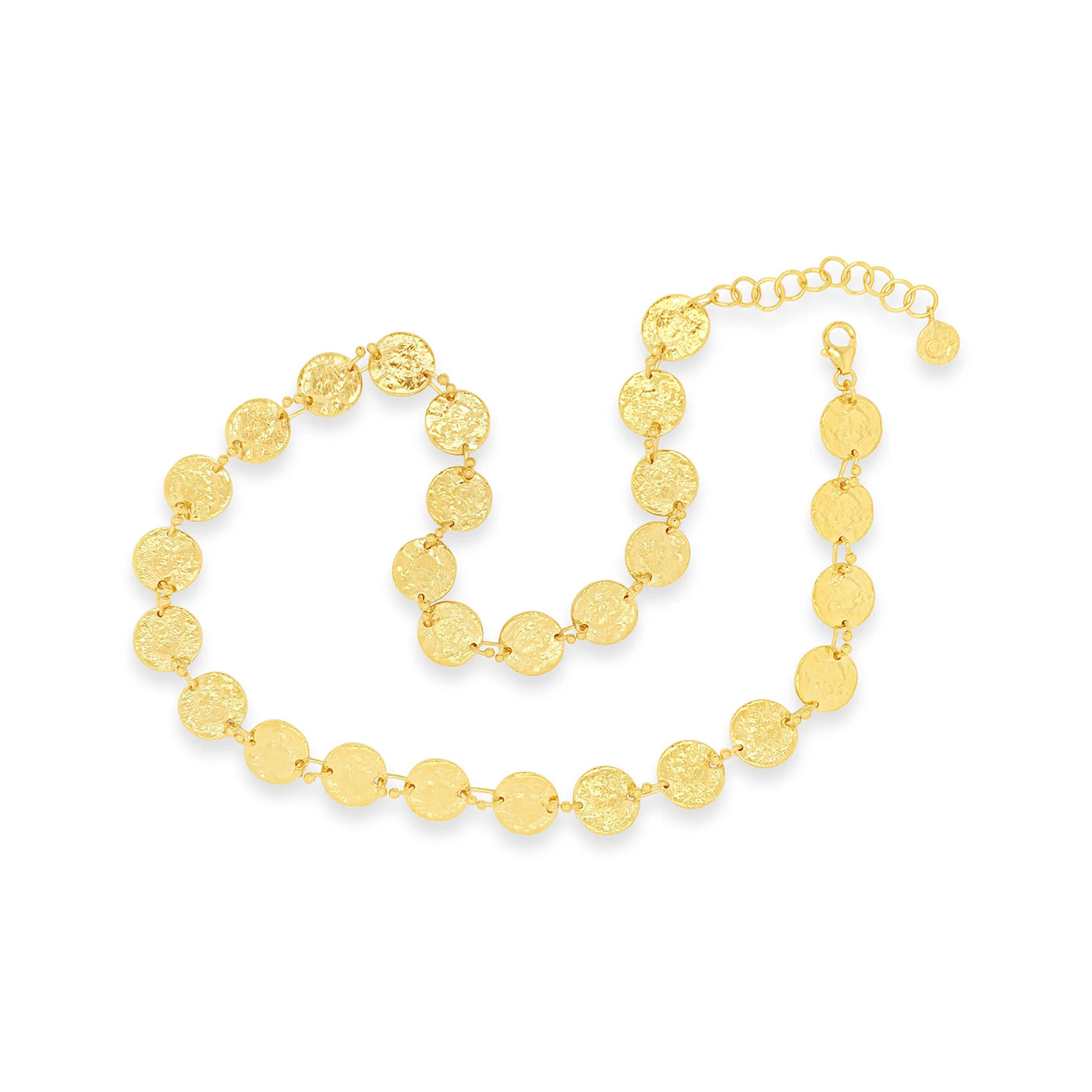 Vermeil Small Textured Disc Link Necklace