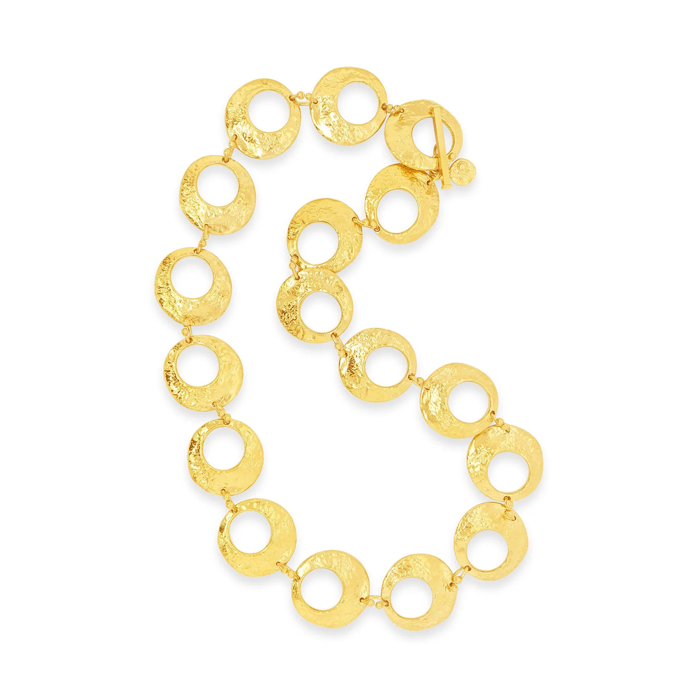 Vermeil Punched Textured Disc Link Necklace