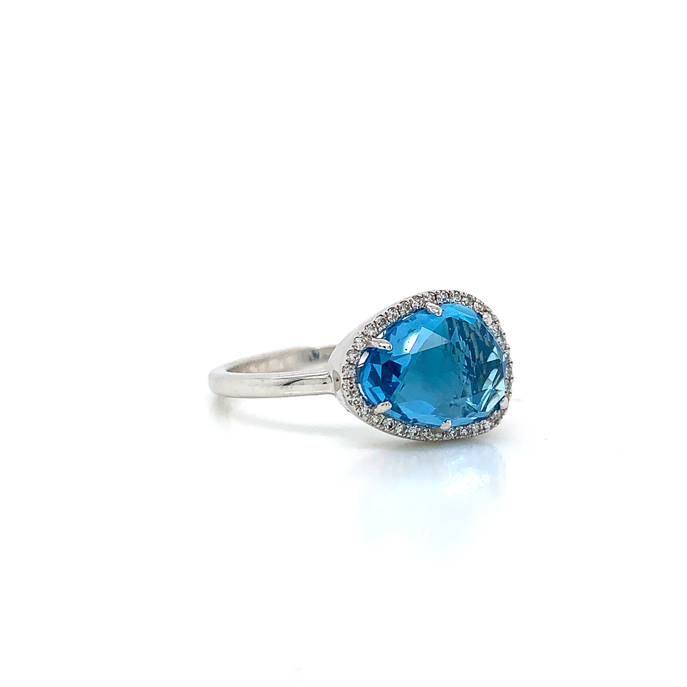 Blue Topaz with diamond halo Ring