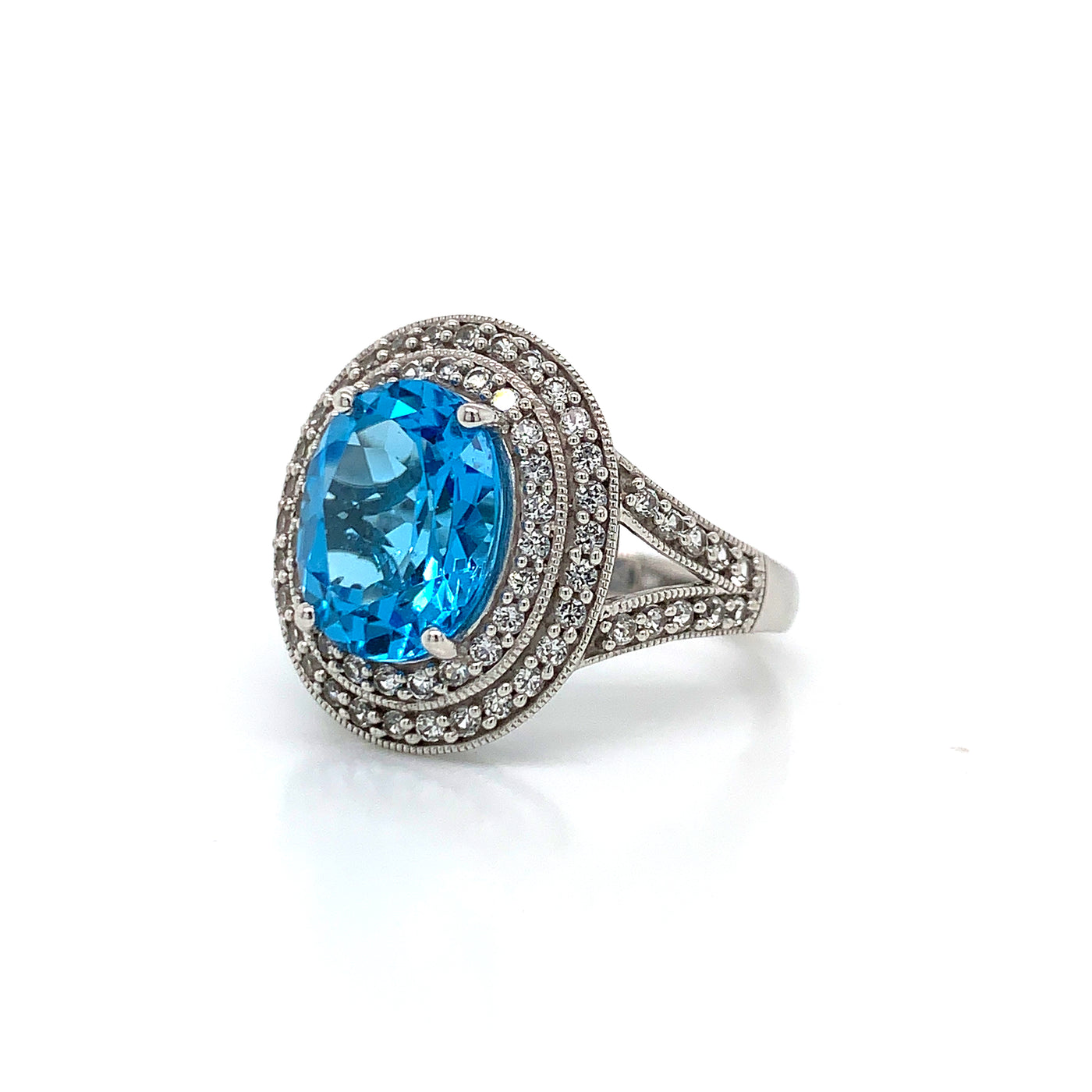 Blue and White Topaz Statement Ring