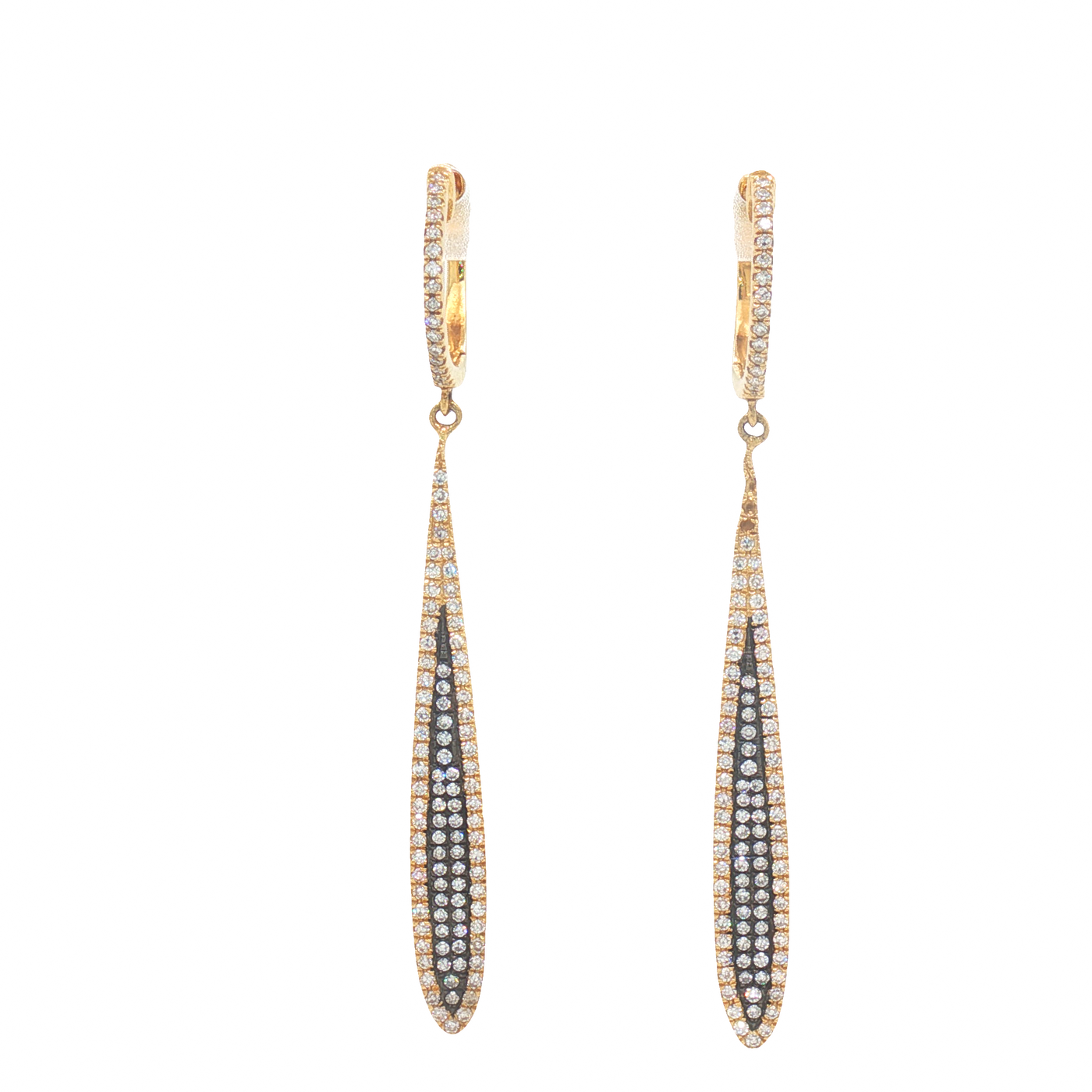 14k elongated diamond dangle earrings