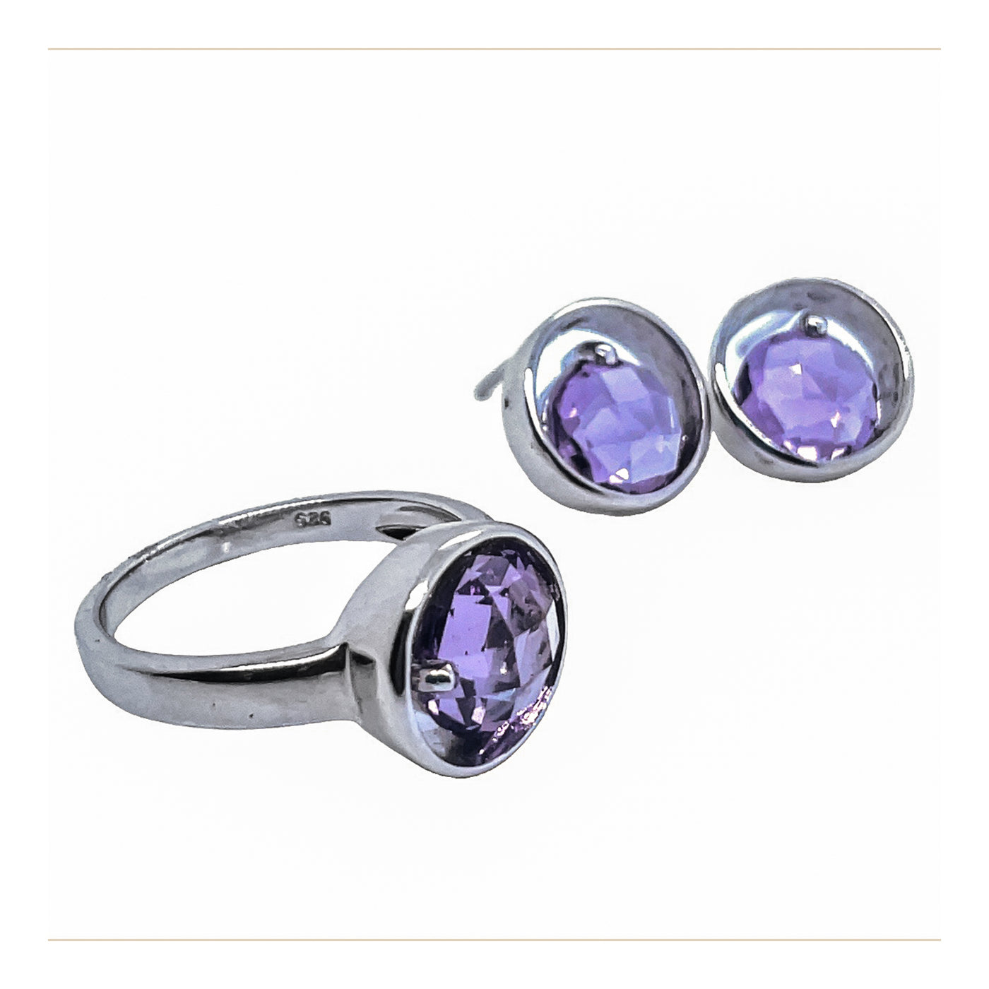 Silver Earrings Amethyst .427 ct