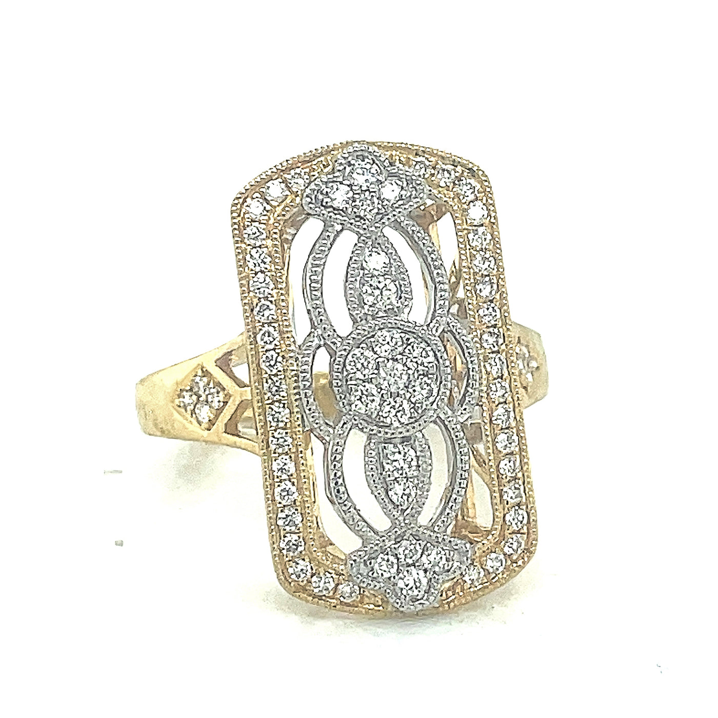 18 kt yellow gold Art Deco style ring