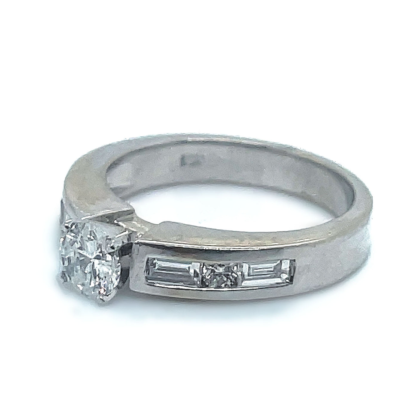 Diamond Engagement Ring .58 Ct -14kt White Gold