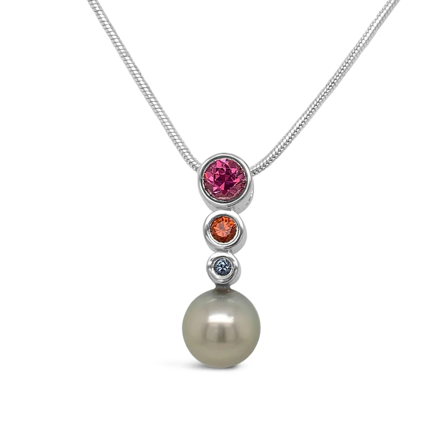 Garnet Trio and Tahitian Pearl Pendant