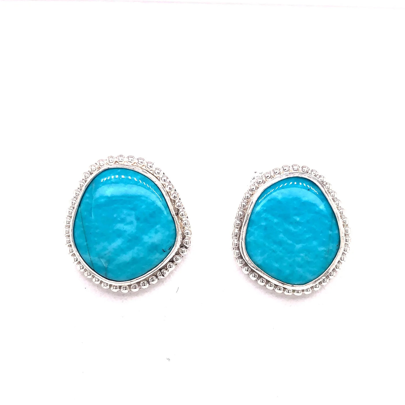 Kingman Turquoise Irregular Round Sterling Earrings