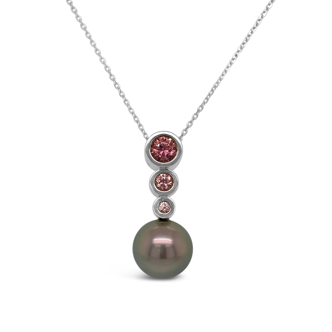 Auburn Sapphire and Tahitian Pearl Pendant