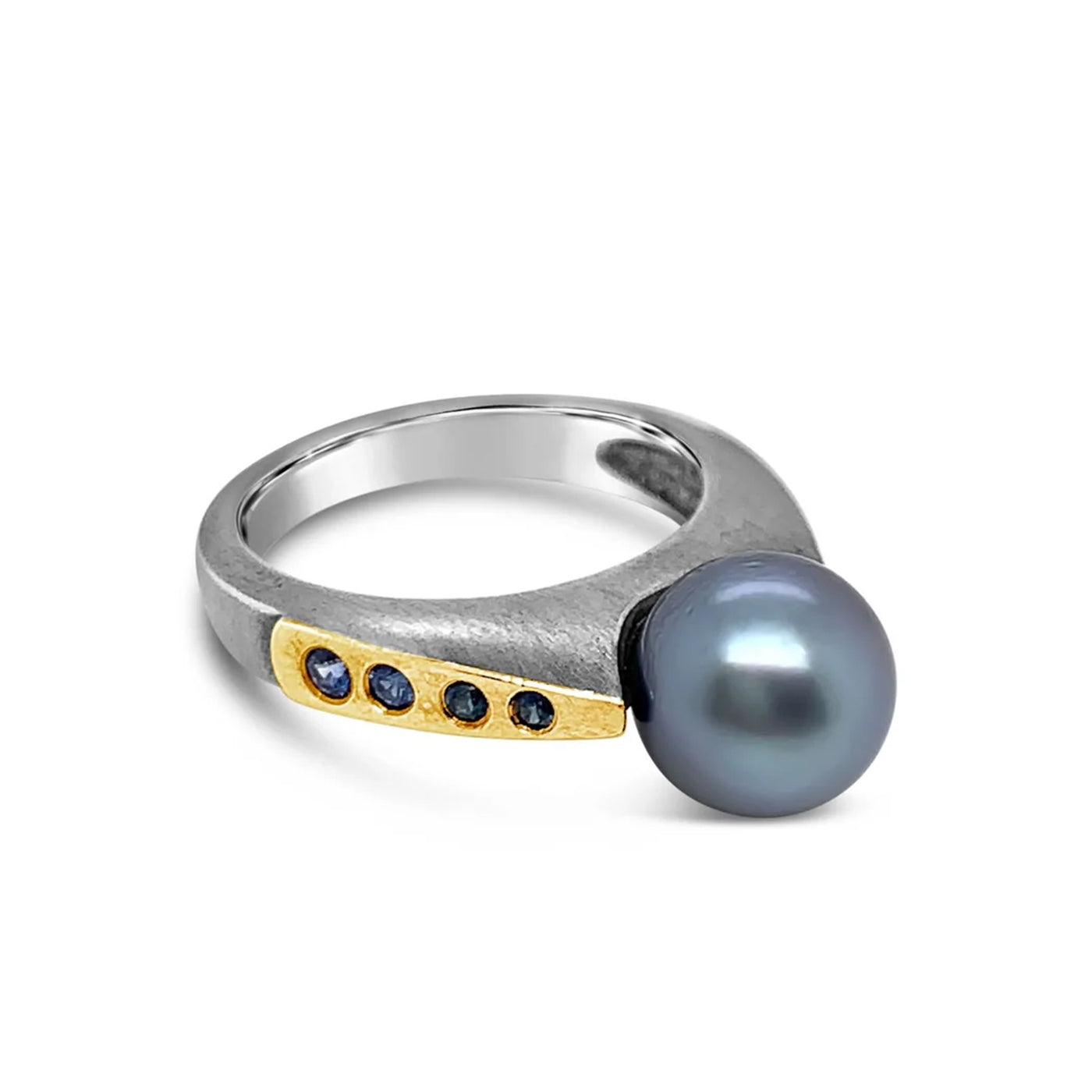 Sterling and 18k Yellow Gold Accent Tahitian Pearl Ring