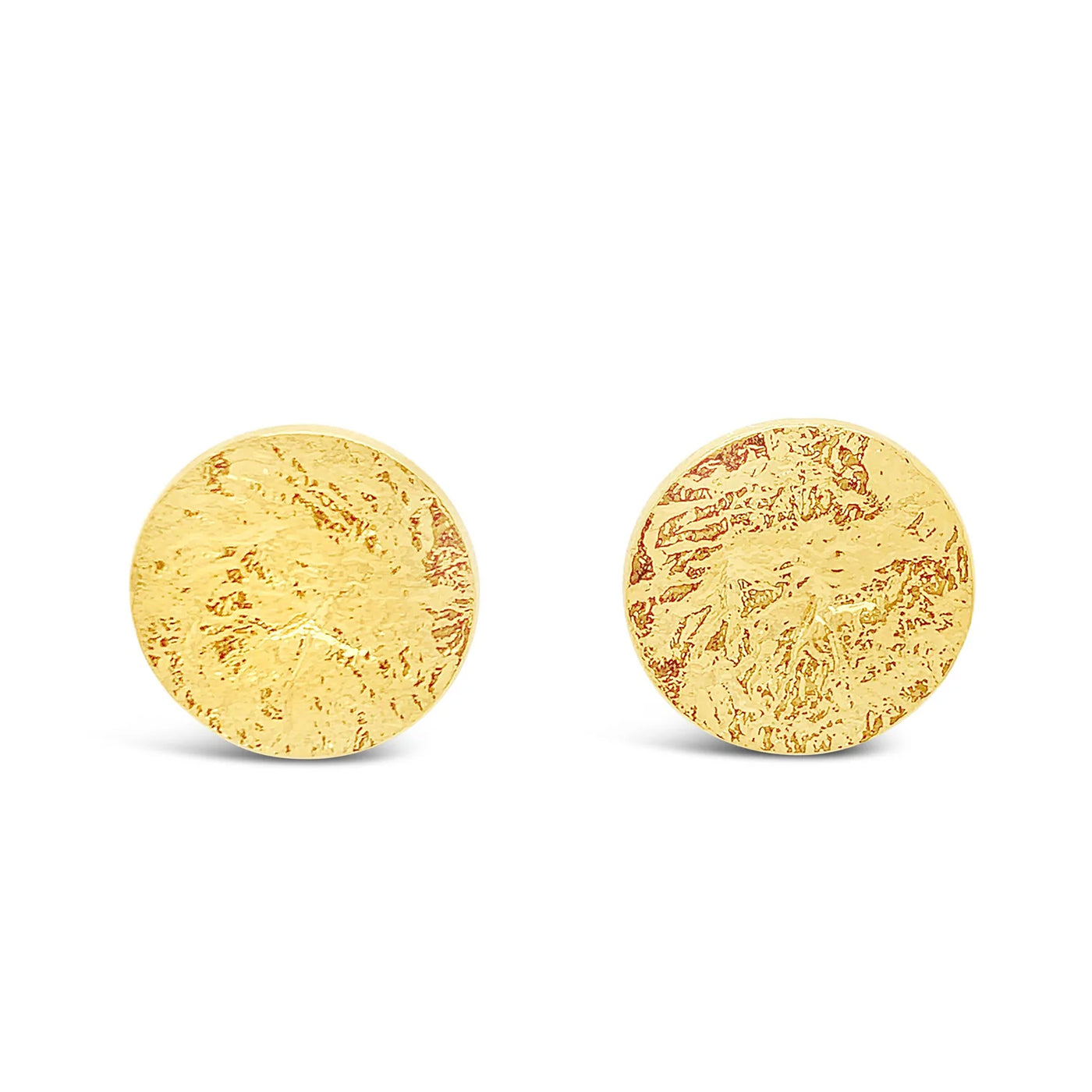 Yellow Gold Vermeil Large Textured Disc Studs
