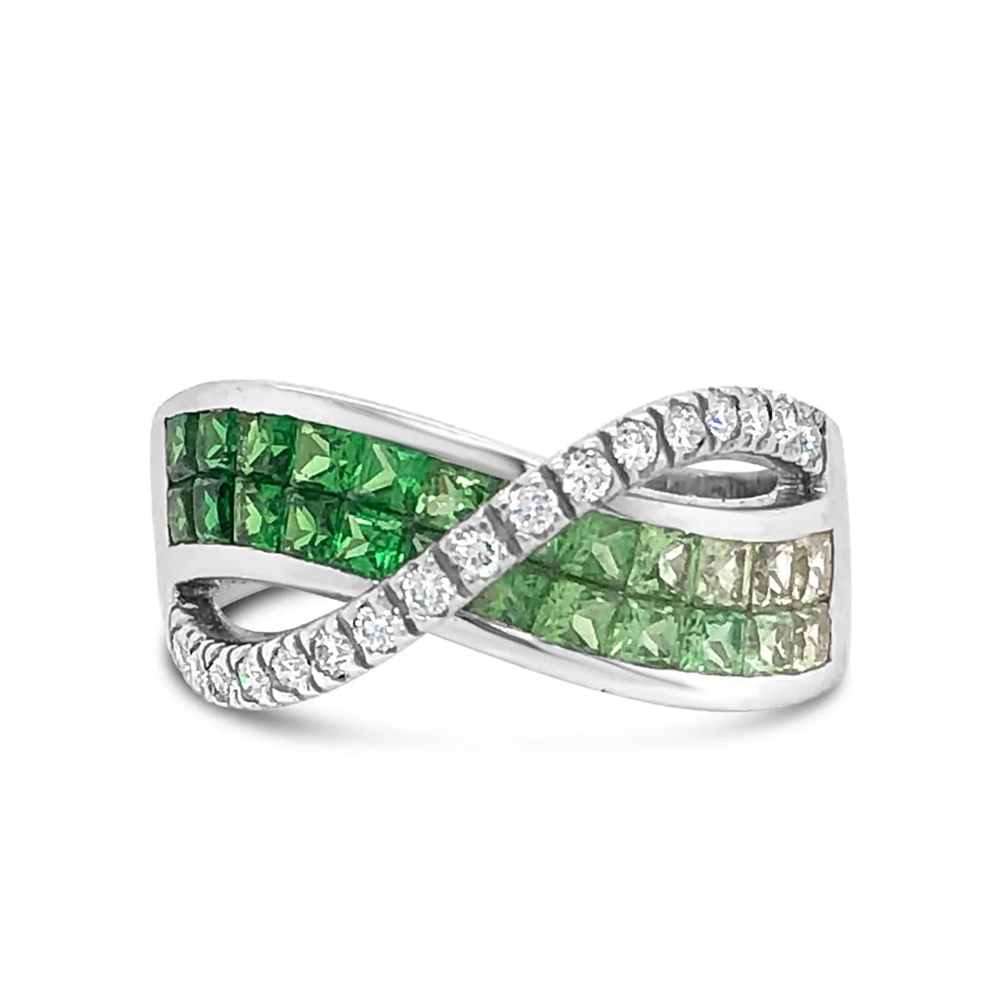 Tsavorite and Diamond Infinity Ring