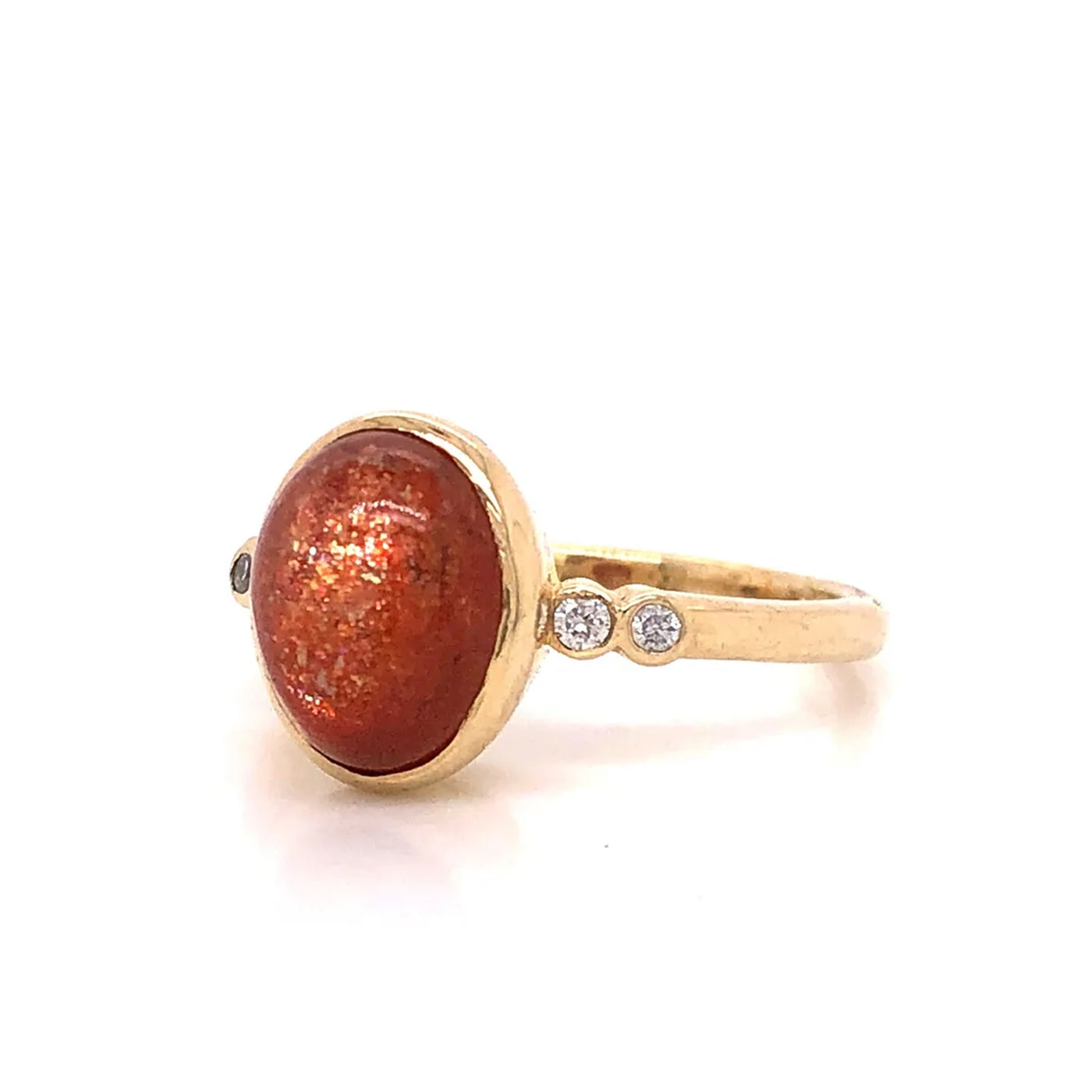 Sunstone and Diamond Accent Yellow Gold Ring