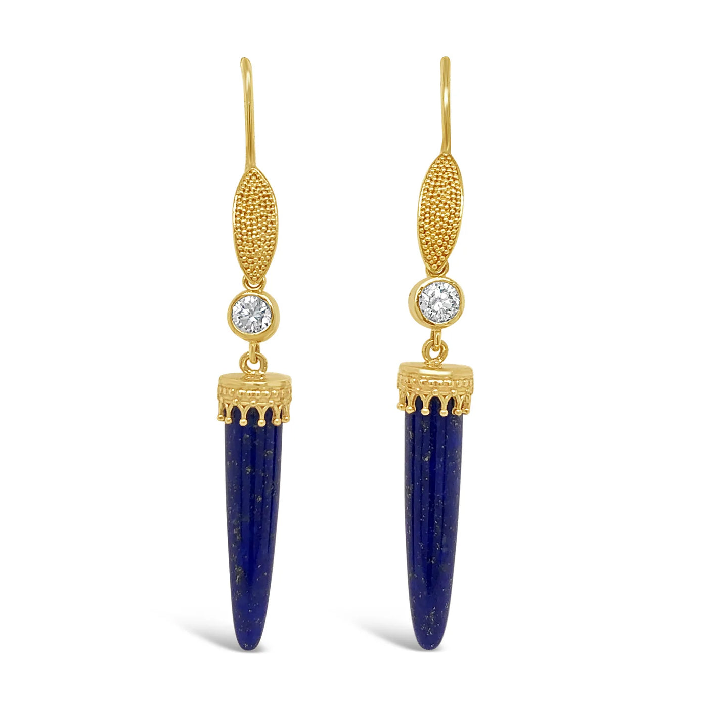 18ky Gold Granulation French Wires with Diamond Earrings