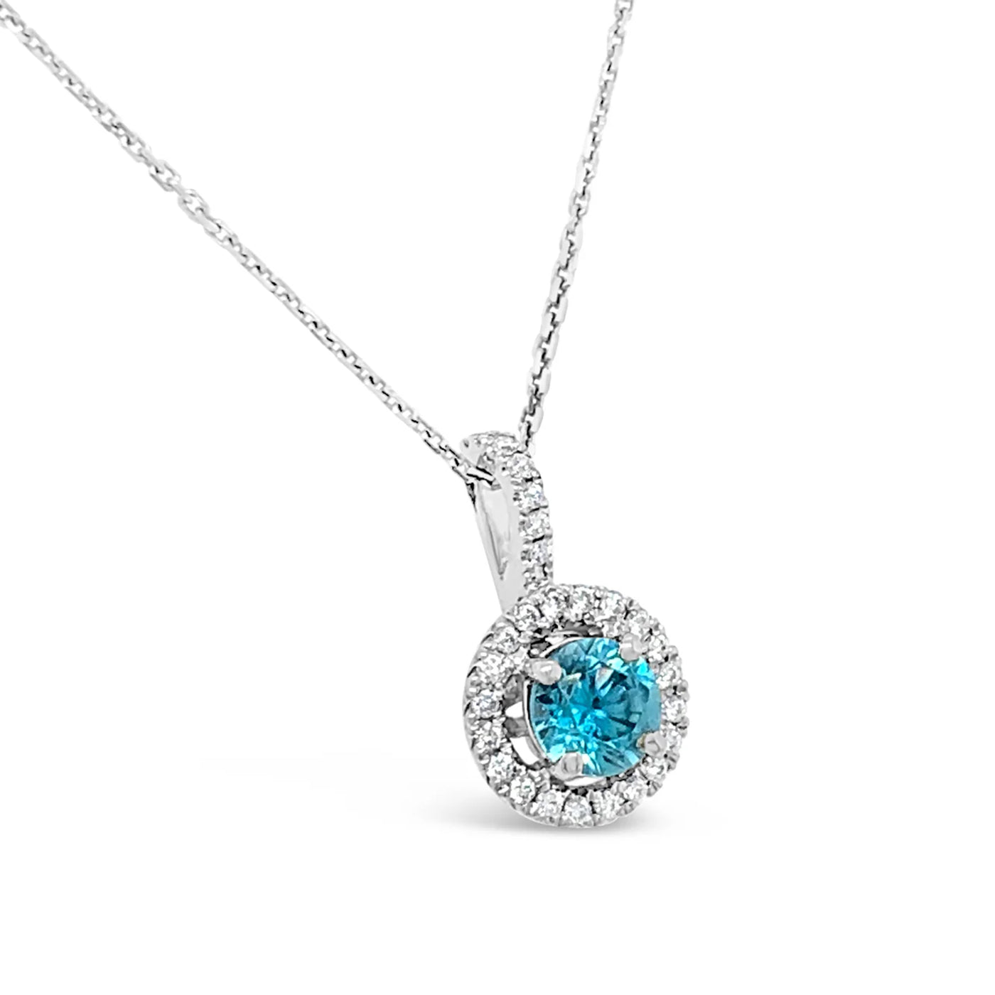 14kw Gold Blue Zircon 18 Inch Necklace