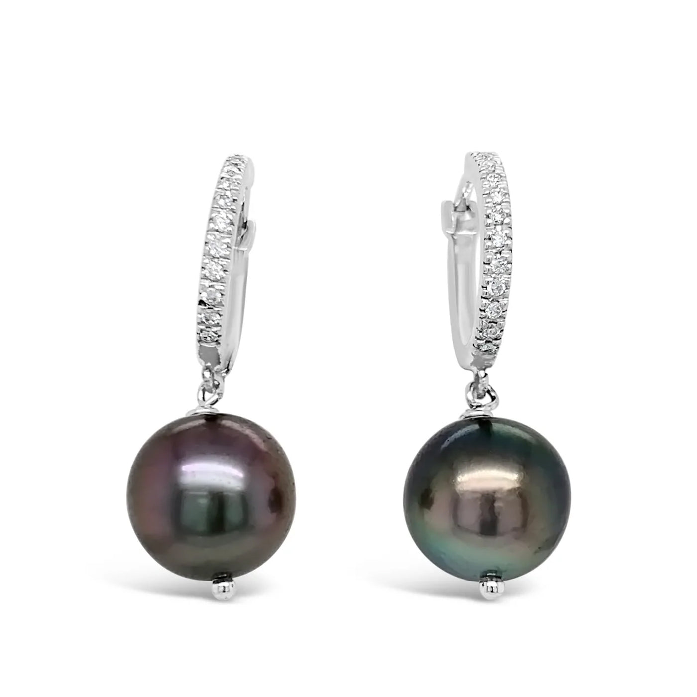 18kw Gold Tahitian Pearl Diamond Earrings