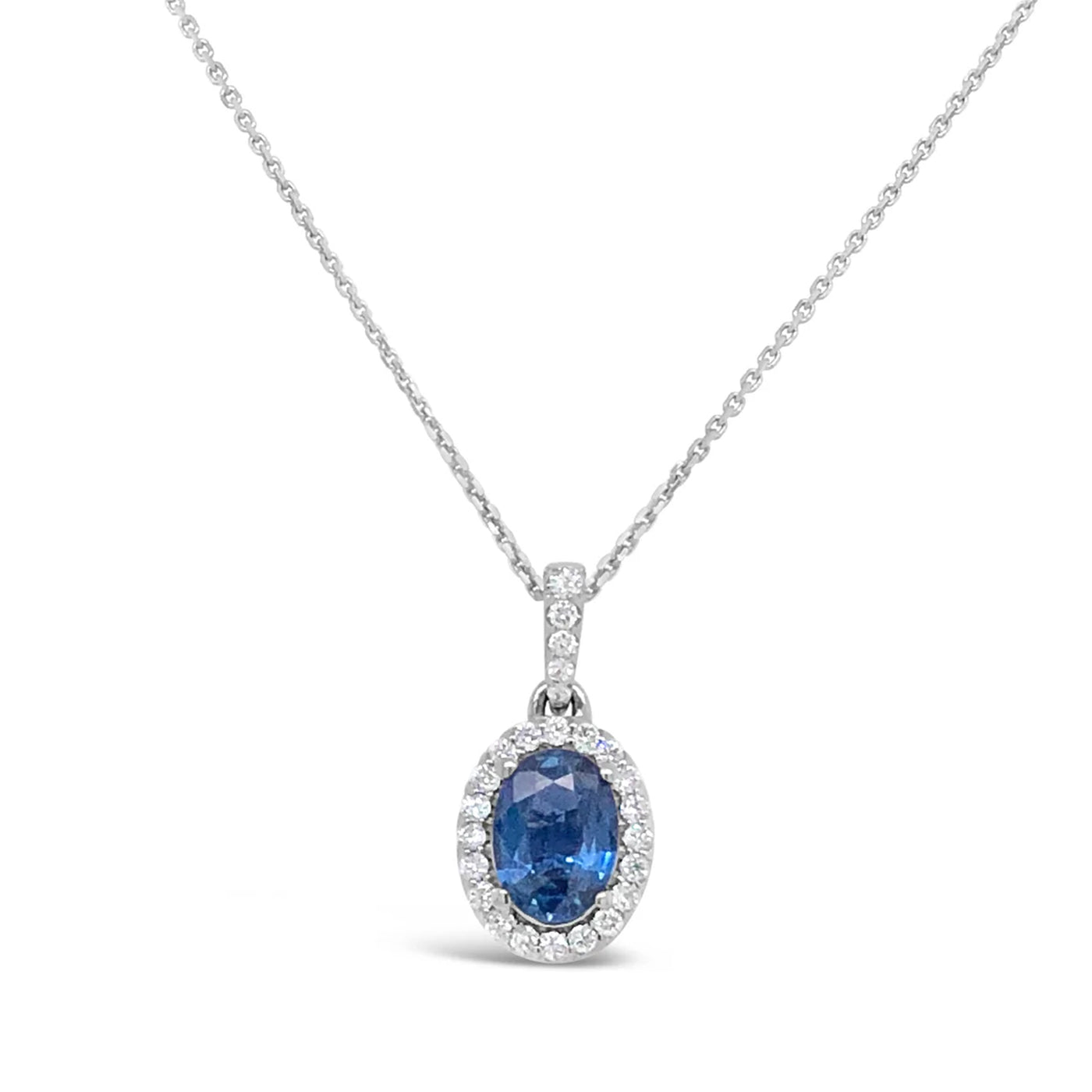 14kw Gold Blue Sapphire 18 Inch Necklace