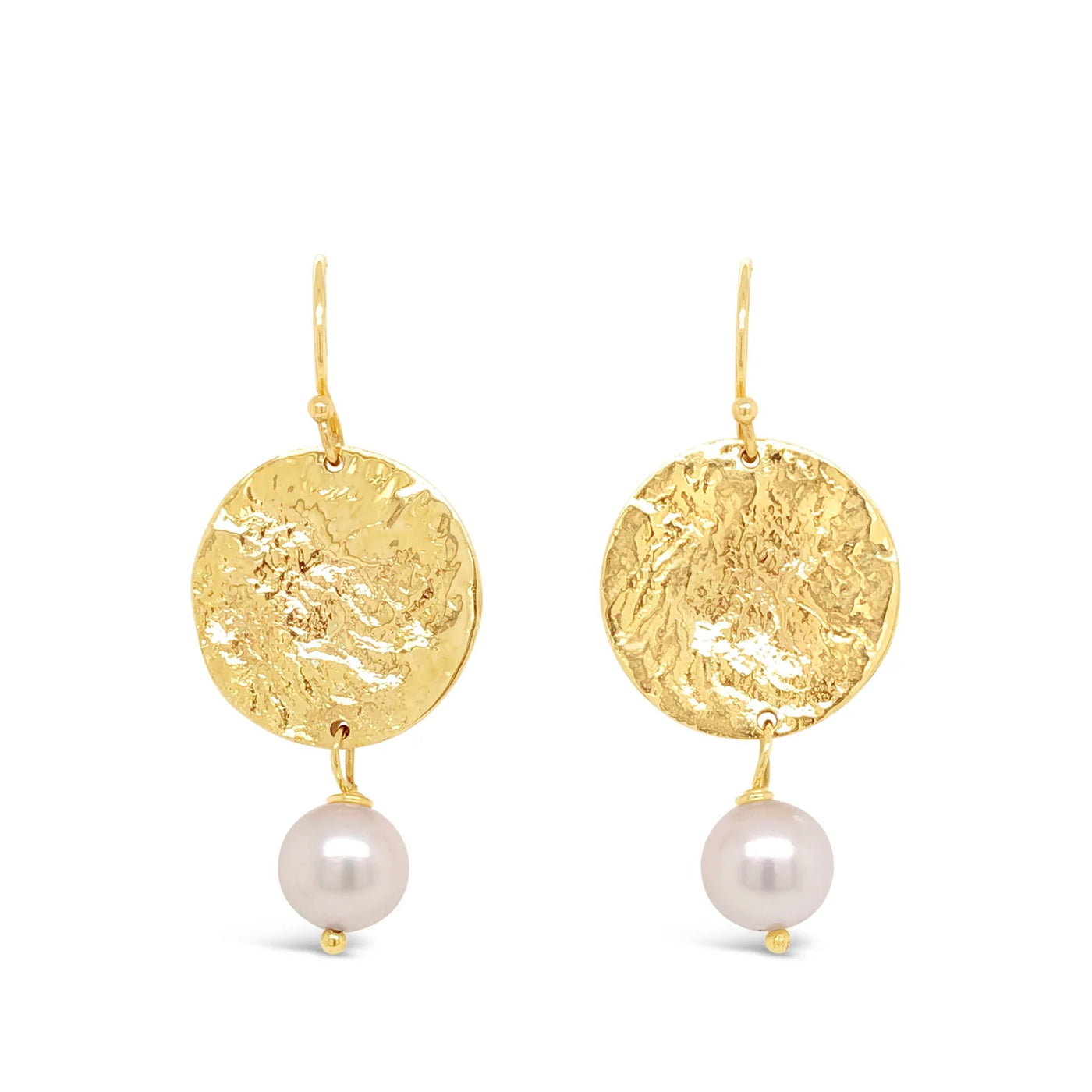 14ky Textured Disc Dangle Earrings