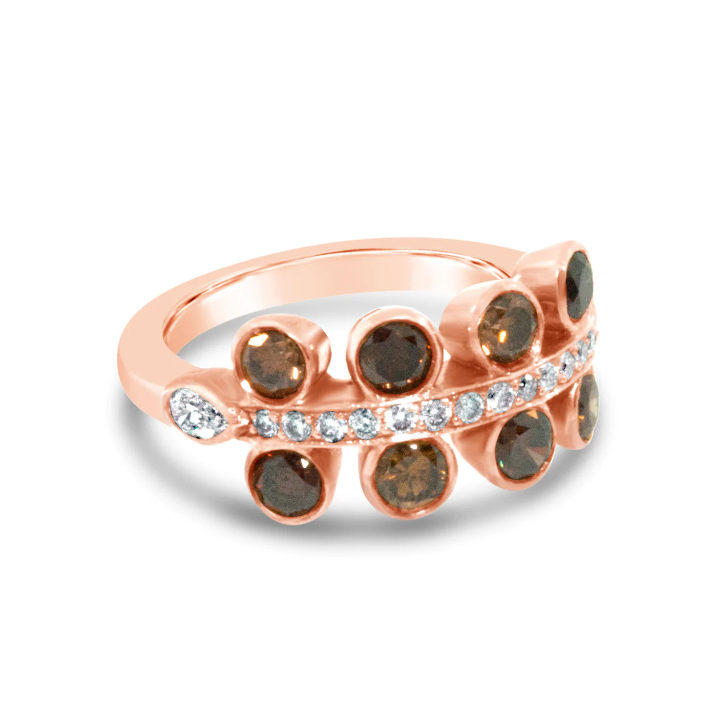 18k Rose Gold Champagne and Chocolate Diamond Ring