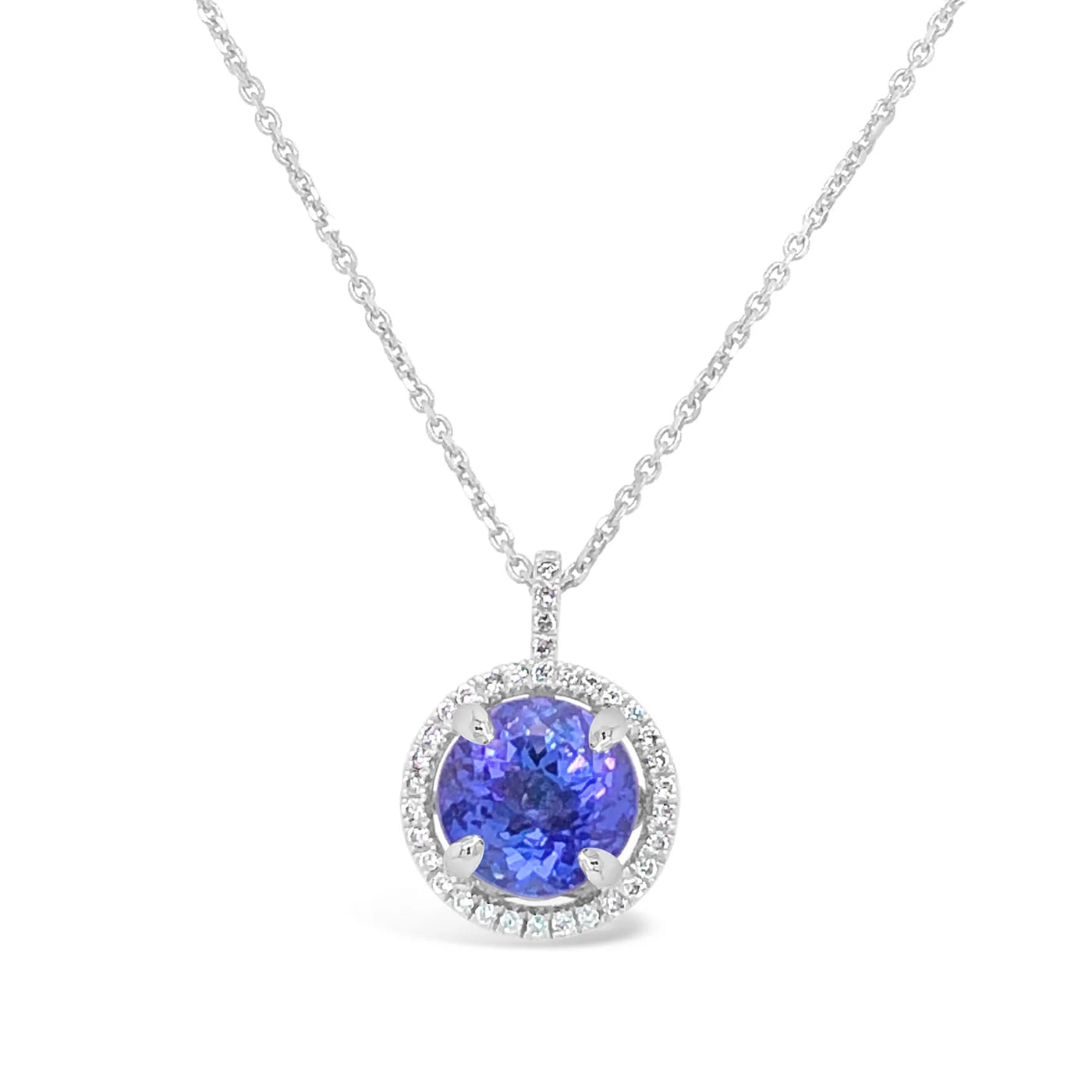 14kw Gold Tanzanite 18 Inch Diamond Necklace