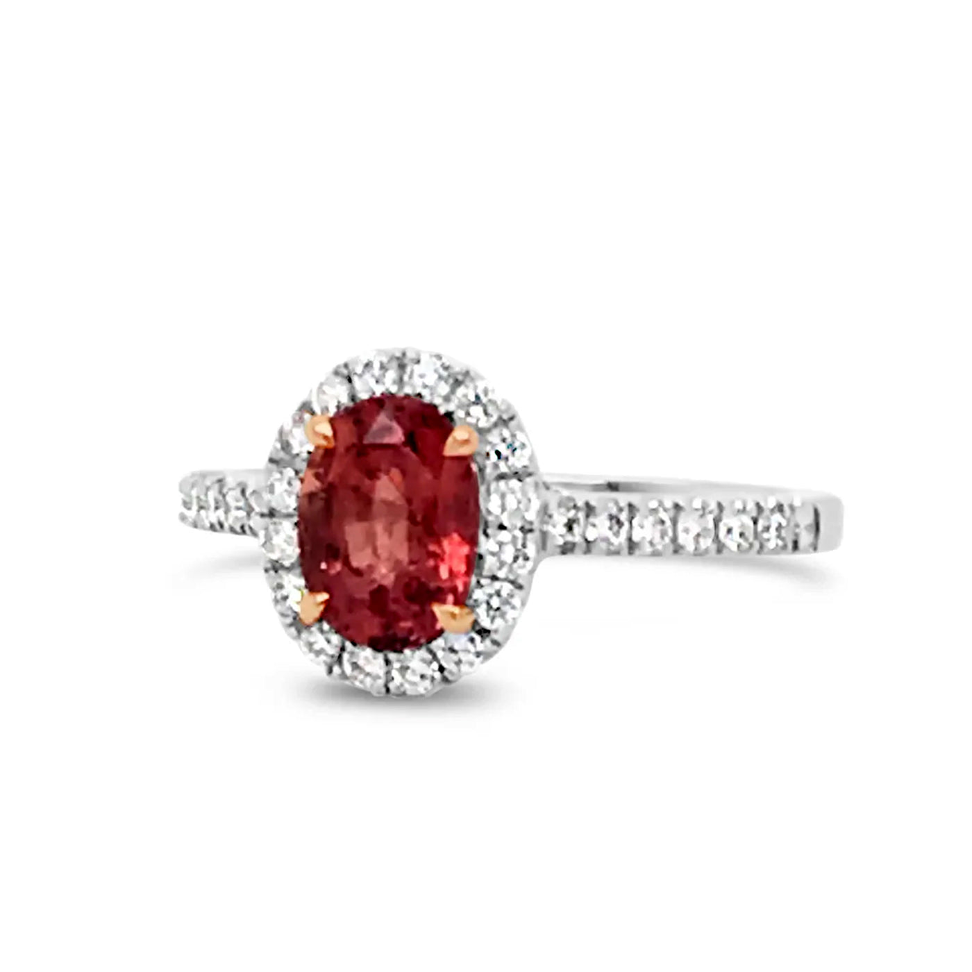18kw Gold Orange Sapphire Diamond Ring
