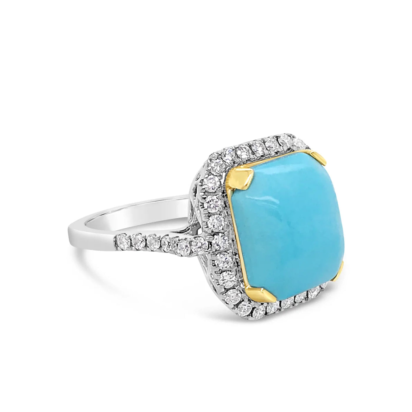 18k Two Tone Turquoise Ring