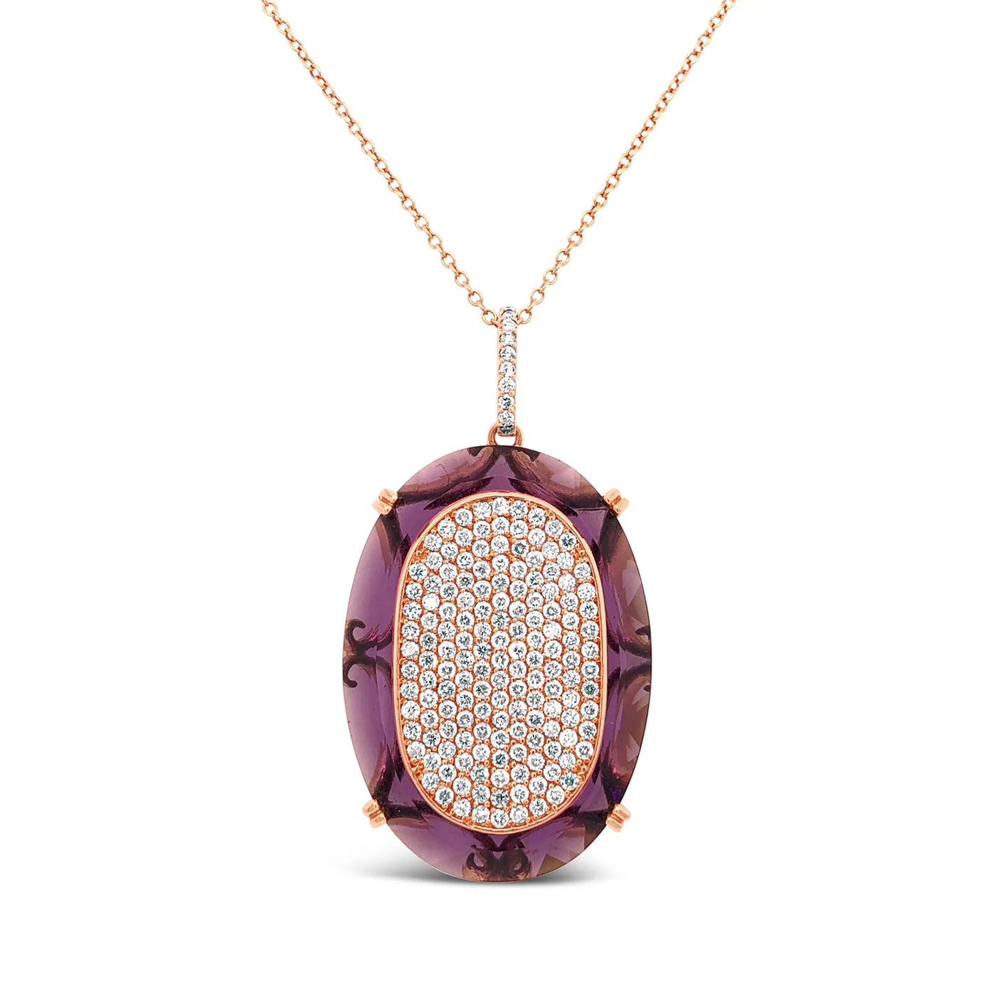 14kr Gold Amethyst Diamond Necklace