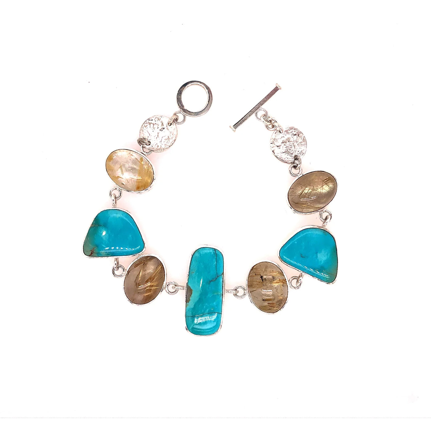 Kingman Turquoise and Rutilated Quartz Bracelet