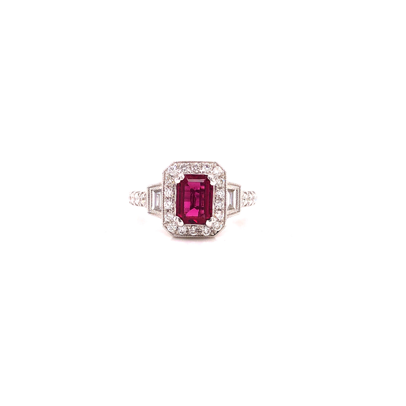 Radient Rubellite and diamond Ring