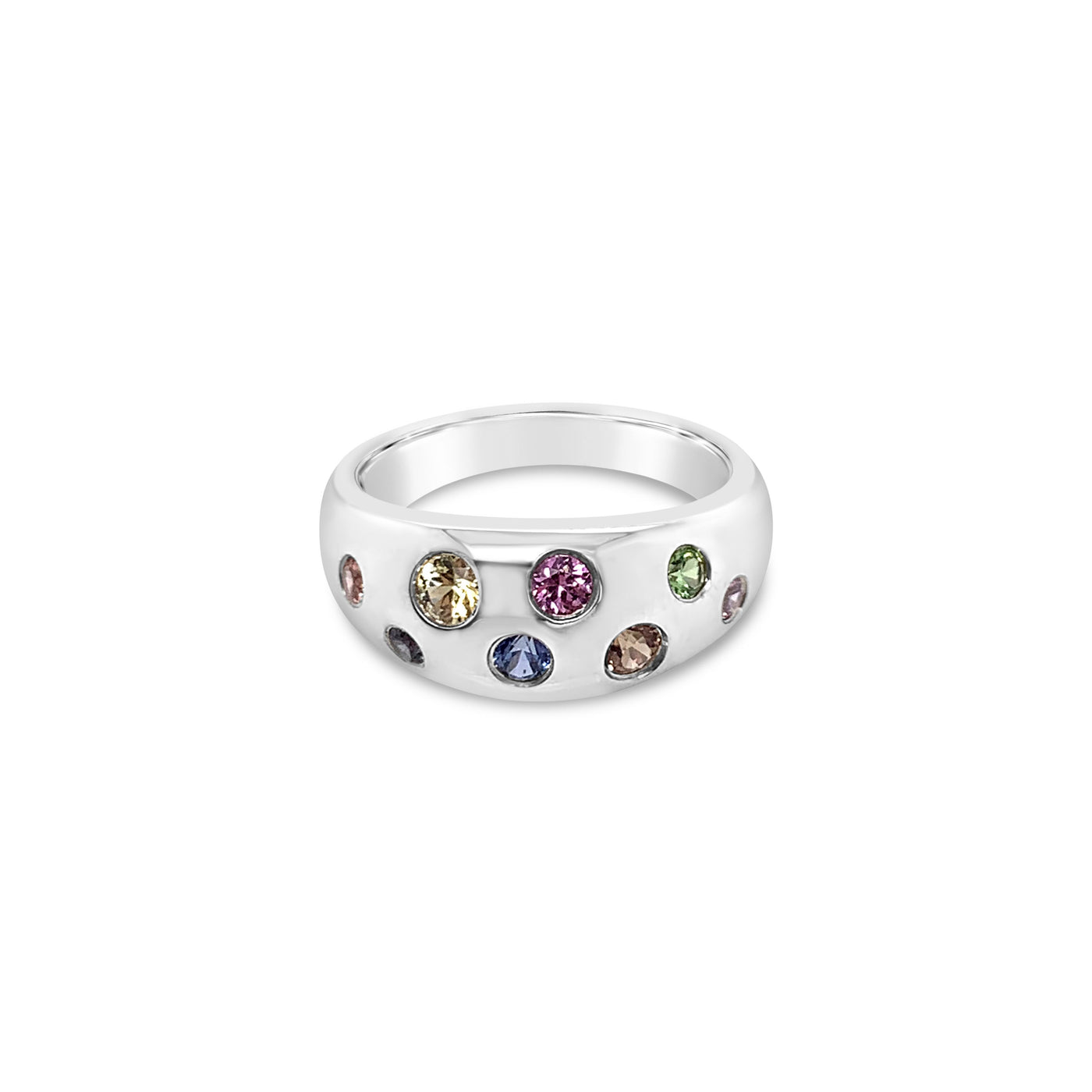 Sterling Bezel Set Multi-Colored Sapphire Pendant