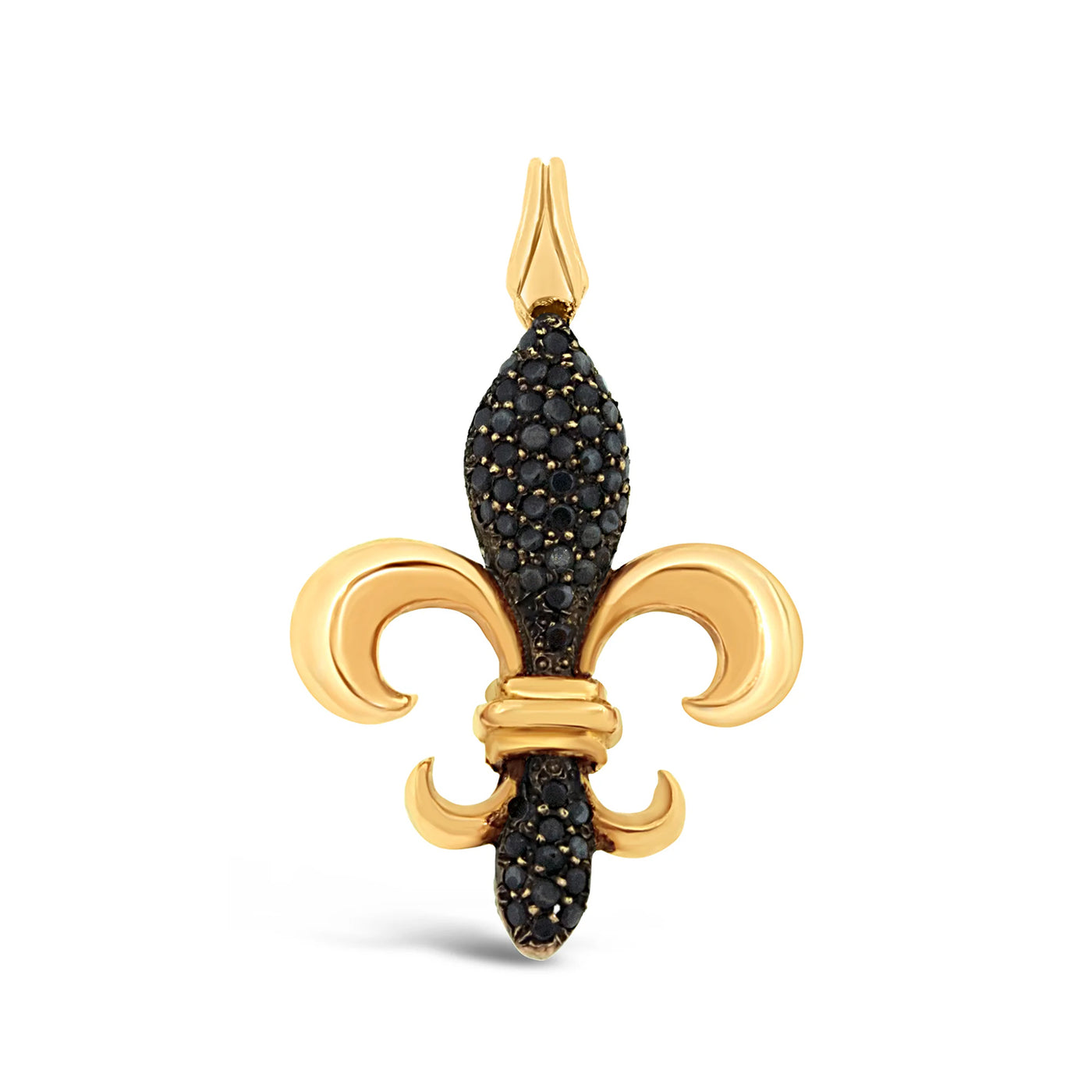 14k Yellow Gold and Black Diamond Fleur de Lis Enhancer
